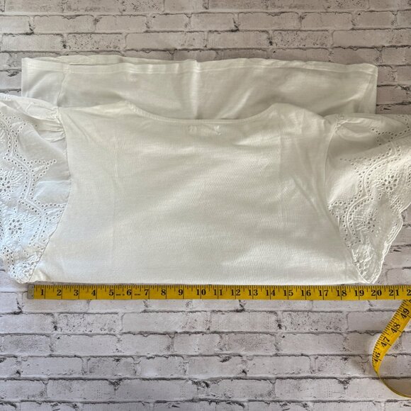 Maurice's Eyelet Flutter Sleeve Cotton Women's White Top Size L - Picture 6 of 9